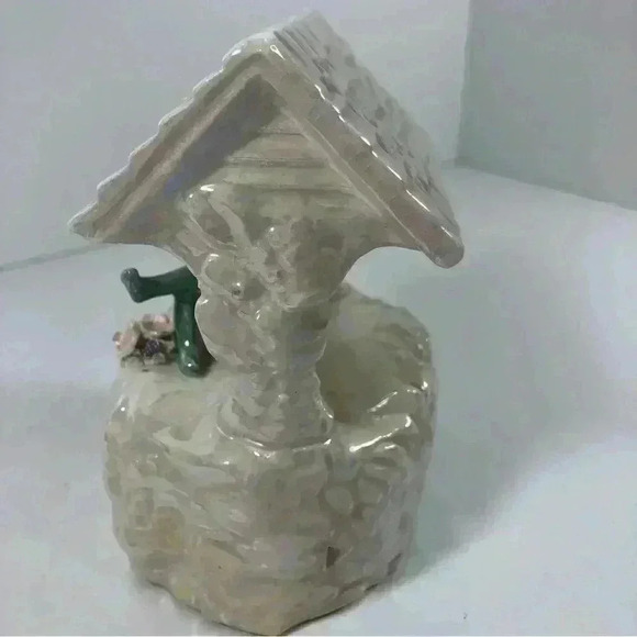 Vintage 1950s made in Japan ceramic lustre  ware pixie wishing well coin bank - Picture 8 of 10